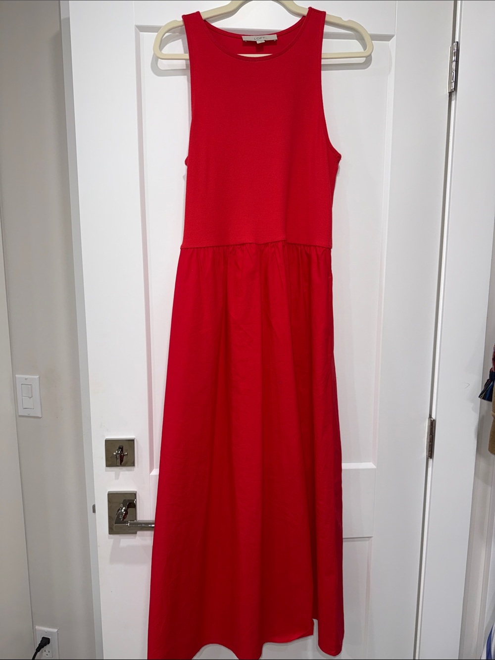 LOFT Red Sleeveless Maxi Dress